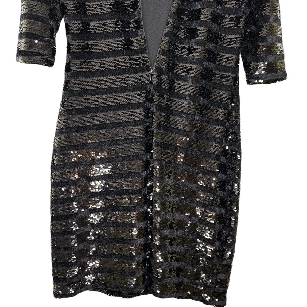 INC Sequin Sheath Dress Size MEDIUM Petite Glitz Black 3/4 Party Holiday NWT